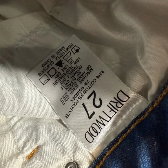 NWT‎ Driftwood Charlie Cuff Jeans- 27x25